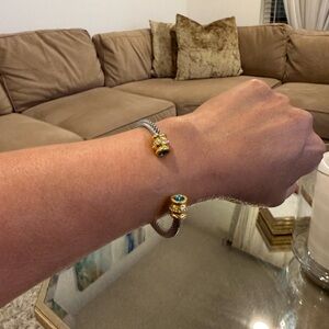 Gold and Silver Bracelet with Turquoise Accent